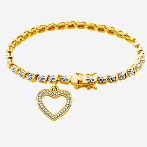 Gold heart diamond bracelet